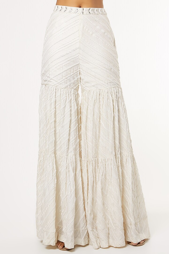 White Resham Embroidered Wedding Sharara Set by Maiti Shahani at Pernia's Pop Up Shop