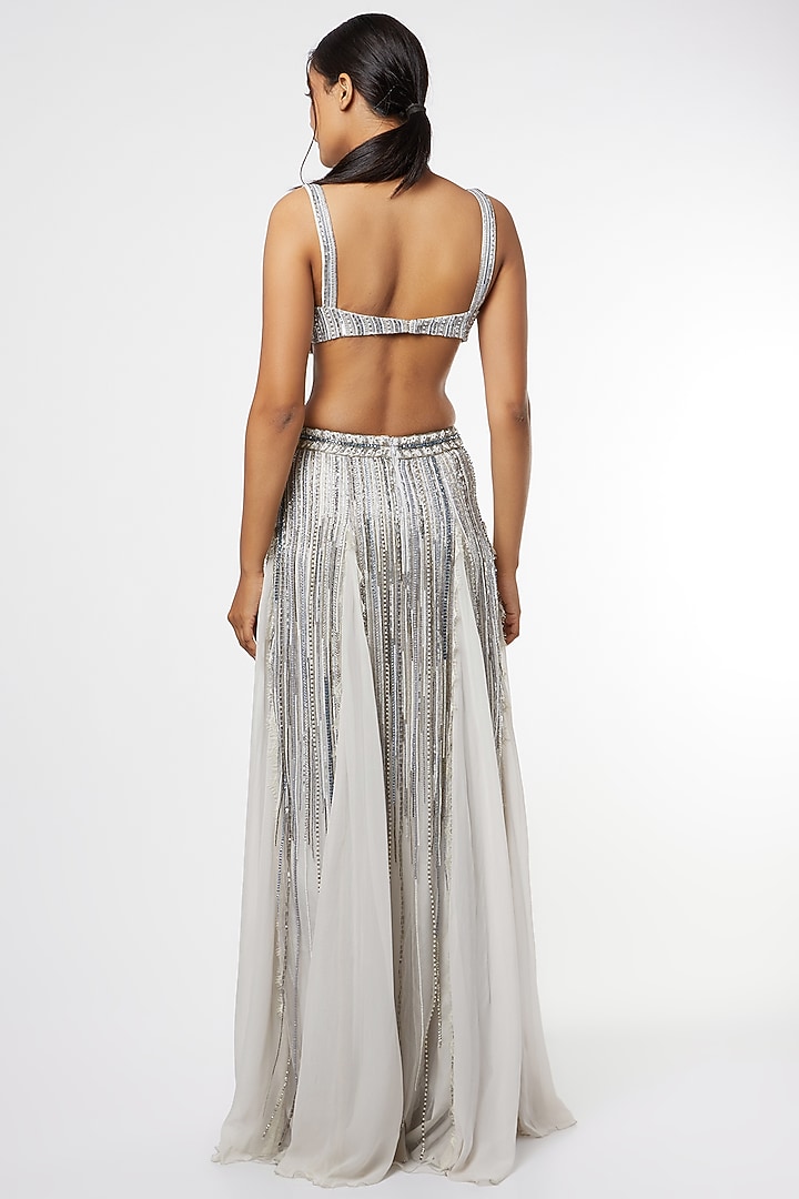 Grey Crystal Embroidered Wedding Lehenga Set by Maiti Shahani at Pernia's Pop Up Shop