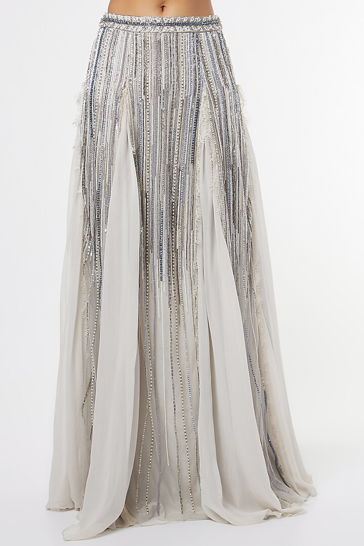 Grey Crystal Embroidered Wedding Lehenga Set by Maiti Shahani at Pernia's Pop Up Shop