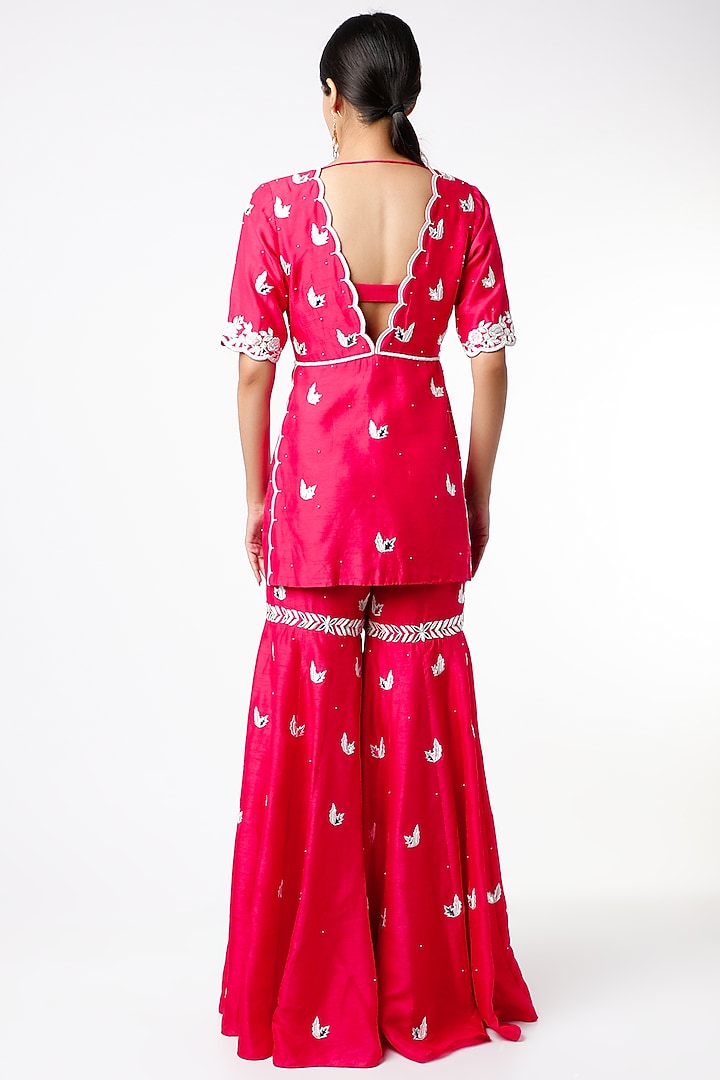 Fuchsia Embroidered Wedding Sharara Set by Maiti Shahani at Pernia's Pop Up Shop