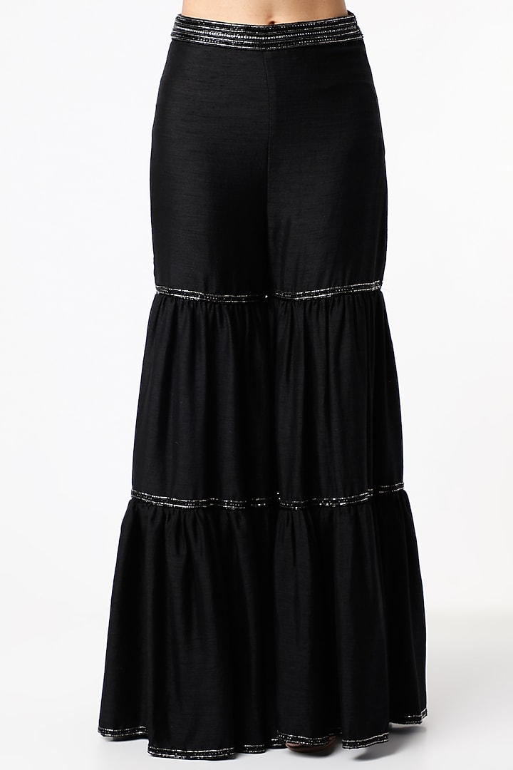 Black Embroidered Wedding Sharara Set by Maiti Shahani at Pernia's Pop Up Shop