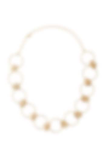 Gold Finish Pearls Necklace by Madiha Jaipur