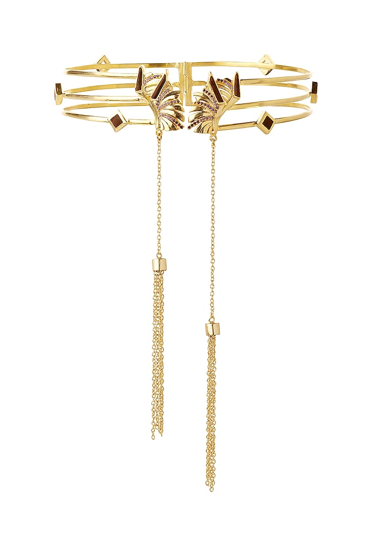 Gold Finish Choker Necklace by Madiha Jaipur at Pernia's Pop Up Shop