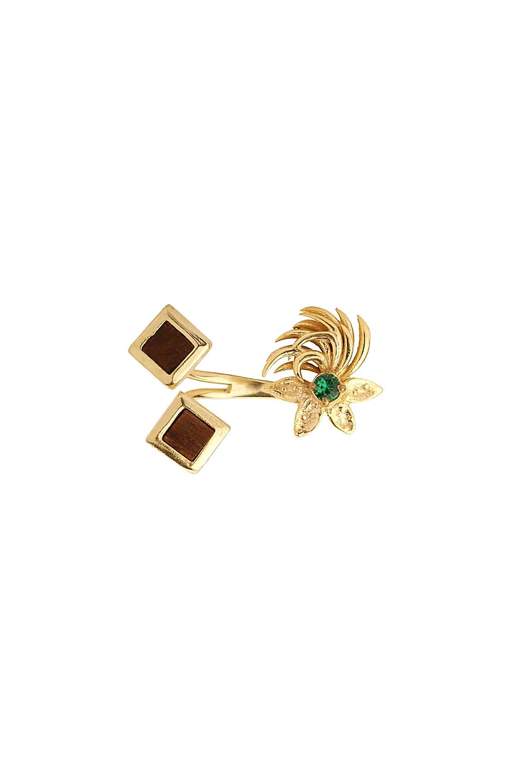 Gold Plated Nano Stones Ring by Madiha Jaipur