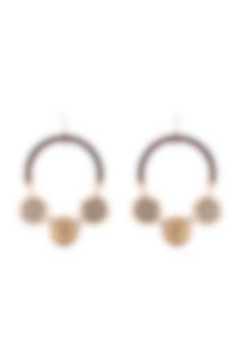 Gold Plated Wood Hoop Earrings by Madiha Jaipur
