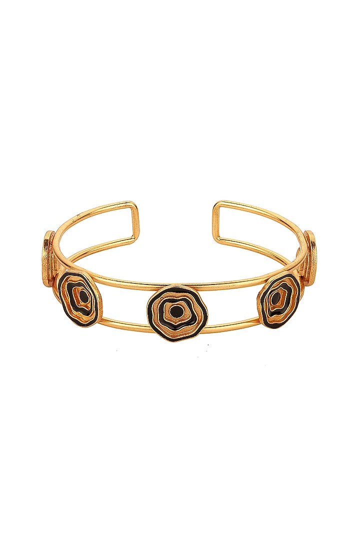 Gold Finish Enameled Cuffs (Set of 2) by Madiha Jaipur at Pernia's Pop Up Shop