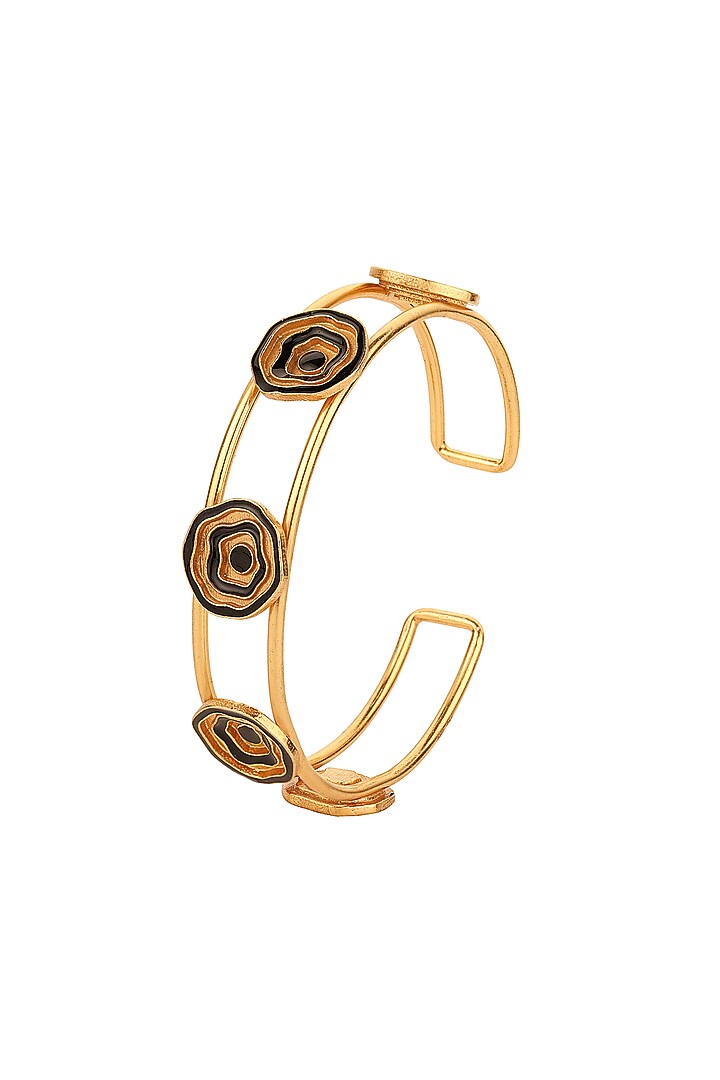 Gold Finish Enameled Cuffs (Set of 2) by Madiha Jaipur at Pernia's Pop Up Shop