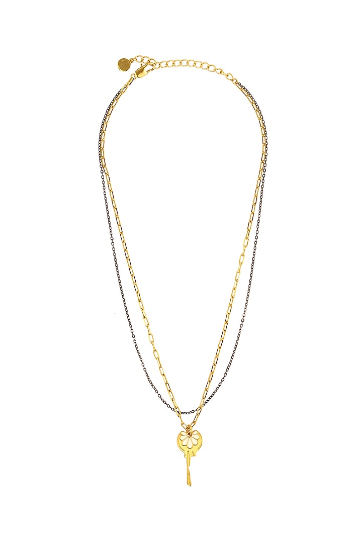 Gold Finish Pendant Necklace by Madiha Jaipur