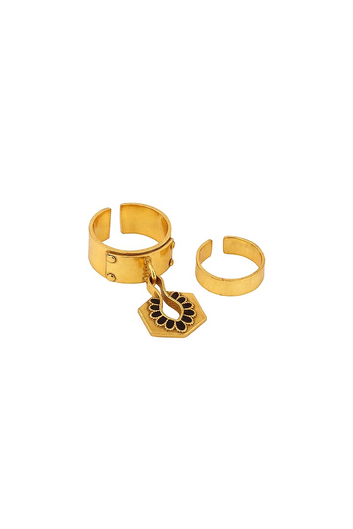 Gold Finish Asymmetrical Earrings by Madiha Jaipur at Pernia's Pop Up Shop