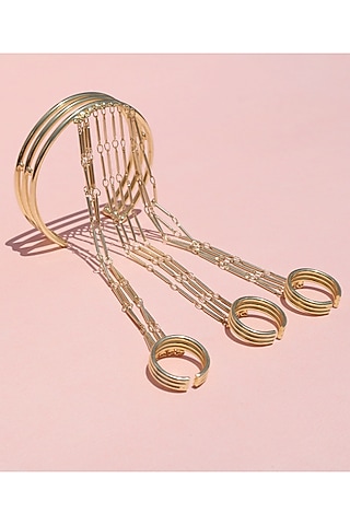 Gold Plated Brass Hathphool by Madiha Jaipur