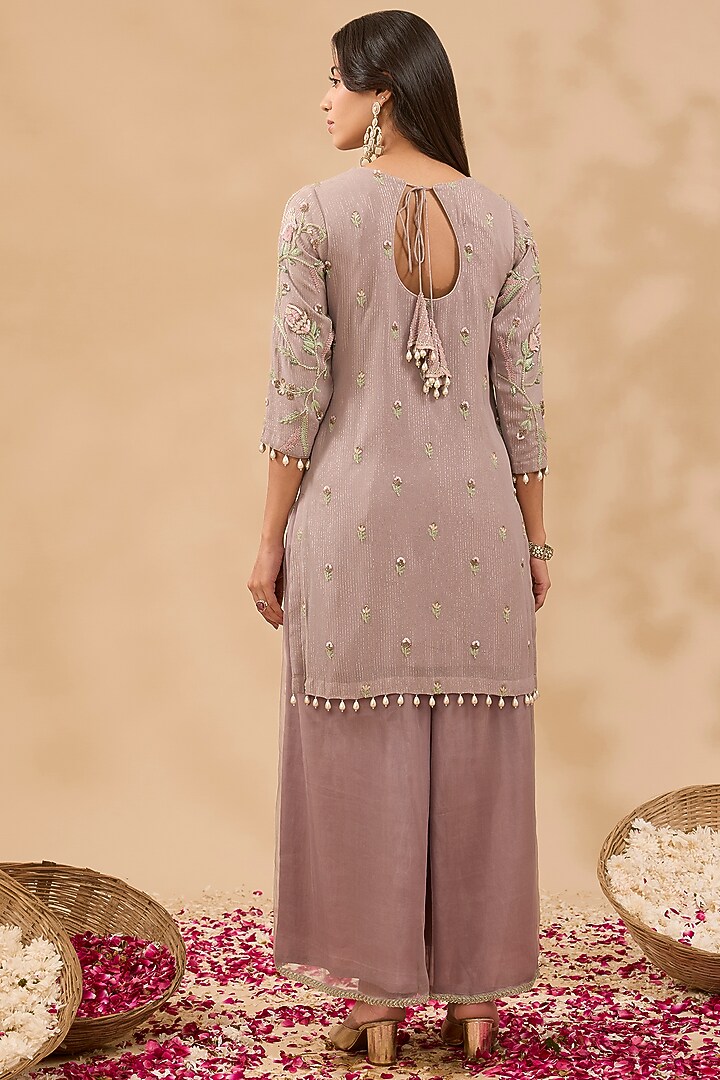 Purple Organza Palazzo Pant Set by MAKAAN.51 at Pernia's Pop Up Shop