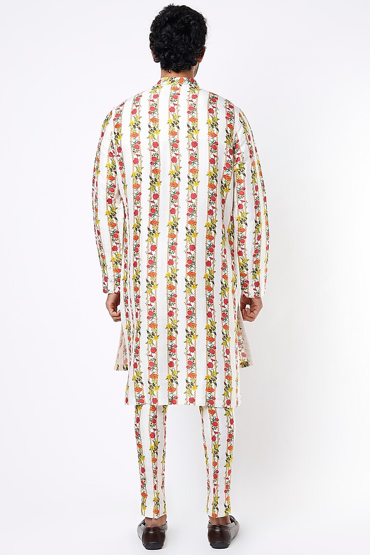 Beige Floral Printed Kurta Set by Mr. Ajay Kumar at Pernia's Pop Up Shop