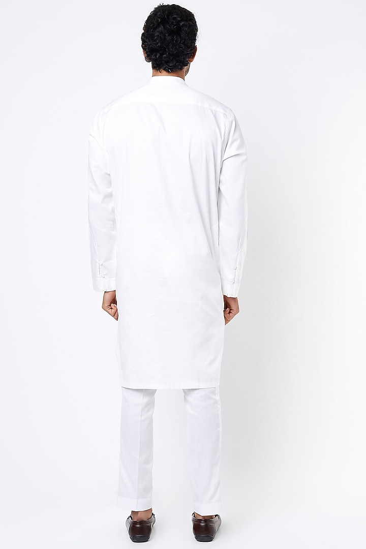 White Printed Kurta Set by Mr. Ajay Kumar at Pernia's Pop Up Shop