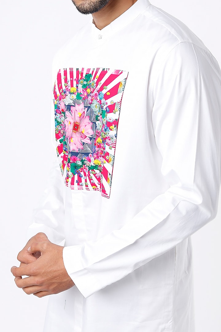 White Printed Kurta Set by Mr. Ajay Kumar at Pernia's Pop Up Shop