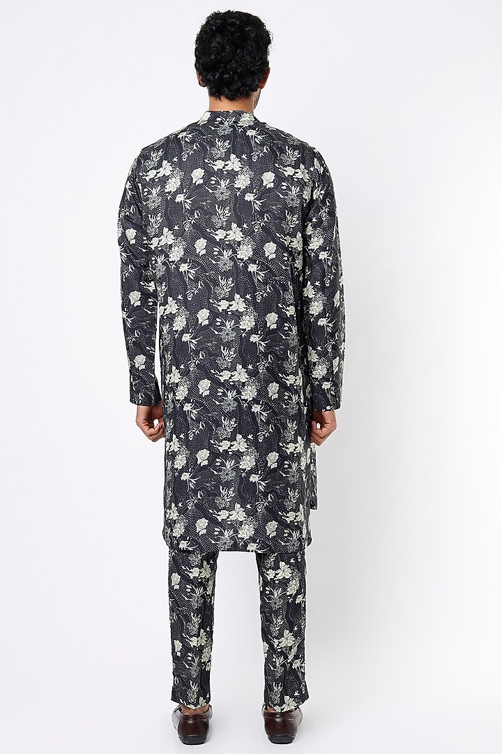 Black Printed Kurta Set by Mr. Ajay Kumar at Pernia's Pop Up Shop