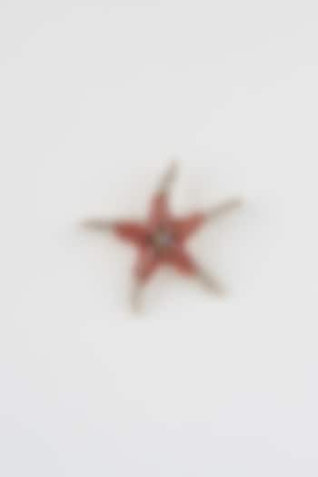Red Rhinestone Starfish Brooch by Mr. Ajay Kumar