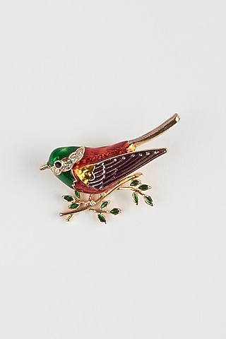 Red Bird Enamel Brooch by Mr. Ajay Kumar