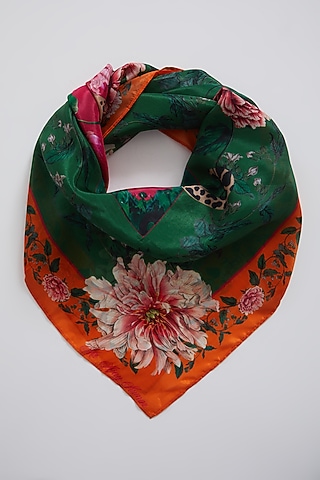 Orange Leopard Printed Scarf by Mr. Ajay Kumar
