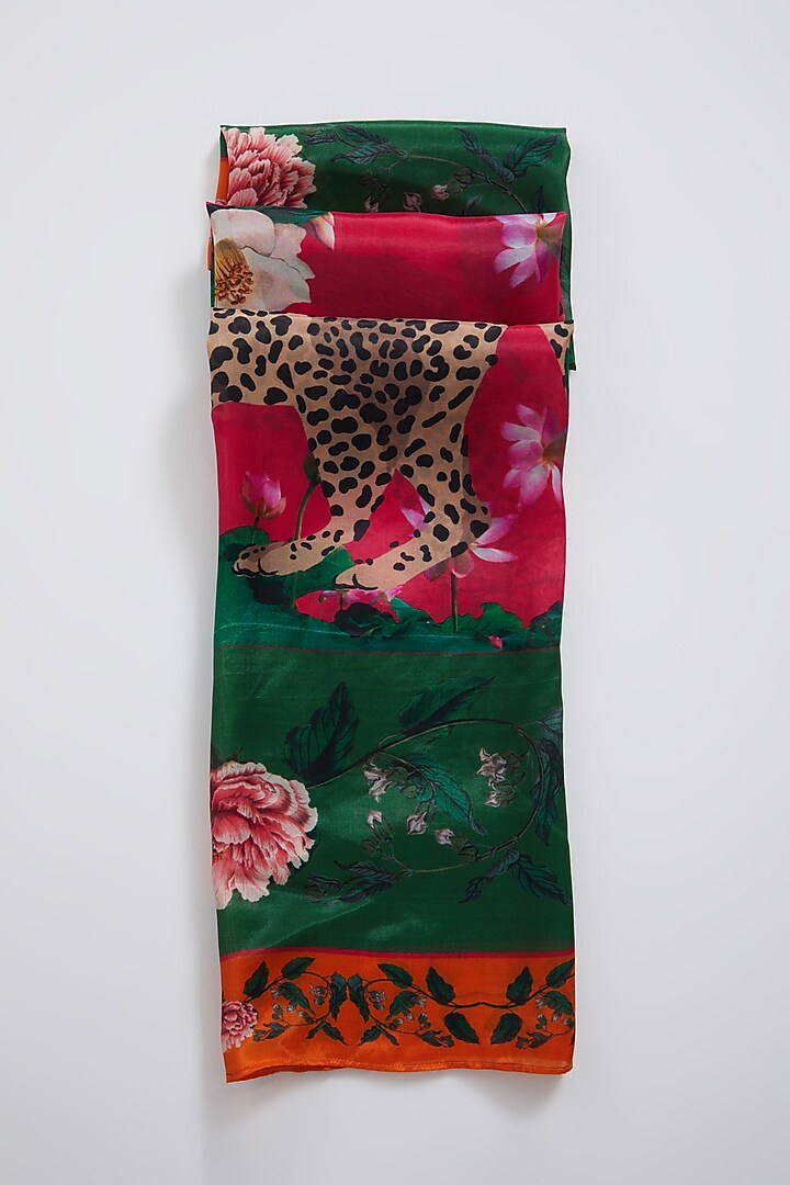 Orange Leopard Printed Scarf by Mr. Ajay Kumar at Pernia's Pop Up Shop