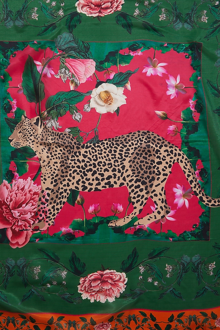 Orange Leopard Printed Scarf by Mr. Ajay Kumar at Pernia's Pop Up Shop