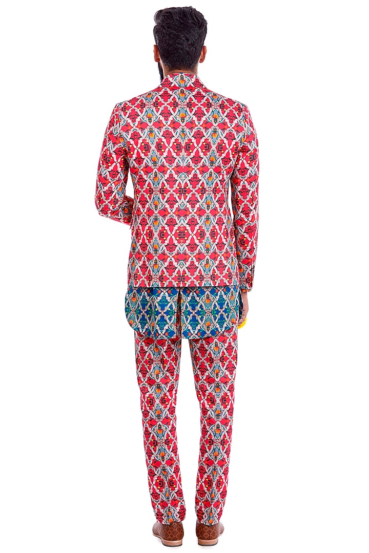 Red Printed Jacket by Mr. Ajay Kumar at Pernia's Pop Up Shop