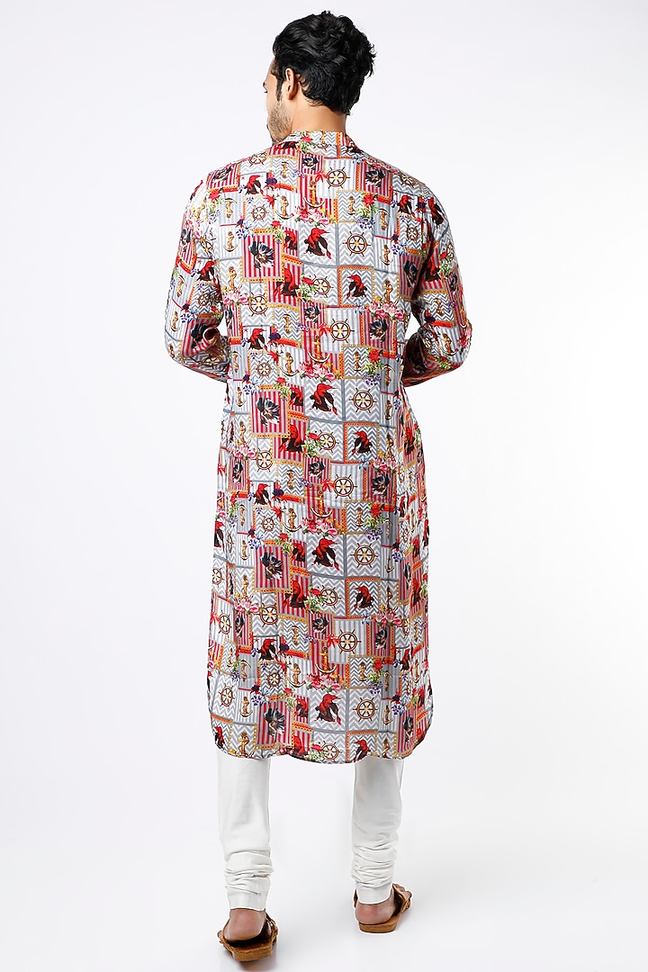 Grey Printed Kurta Set by Mr. Ajay Kumar at Pernia's Pop Up Shop