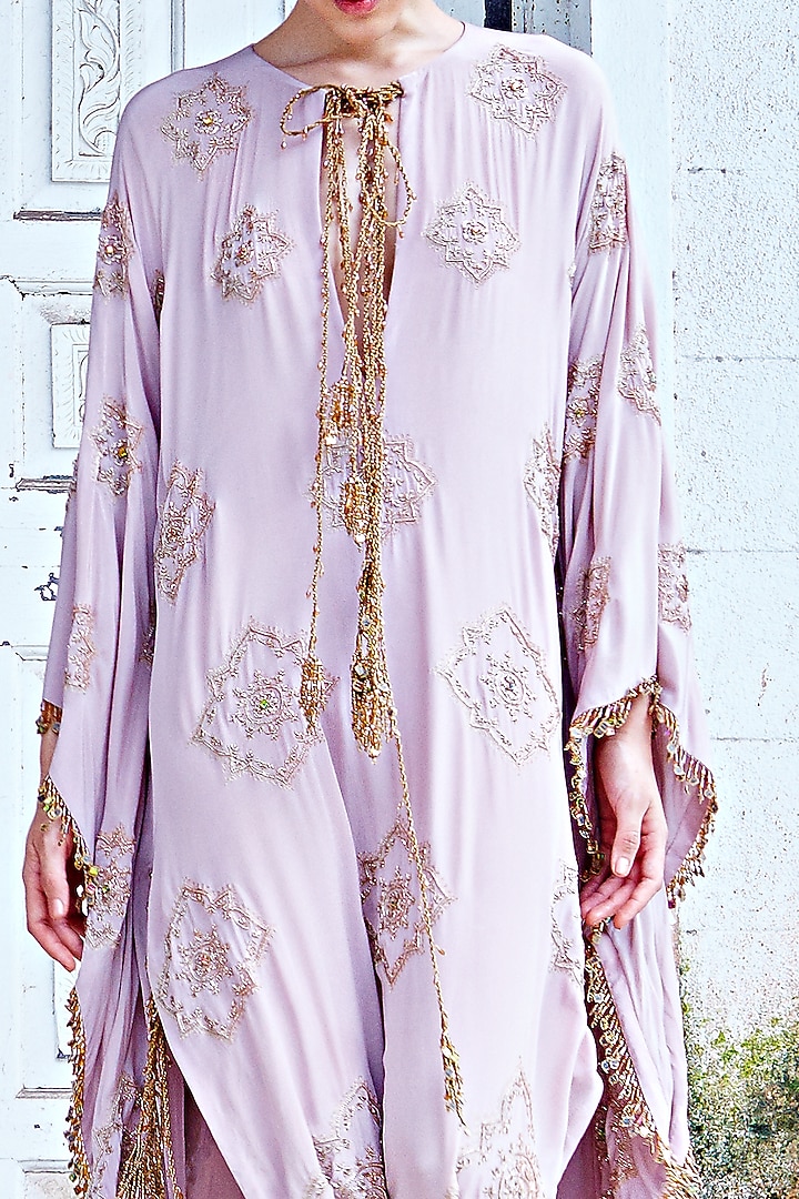 Blush Pink Kaftan With Hand Work by Mala and Kinnary at Pernia's Pop Up Shop