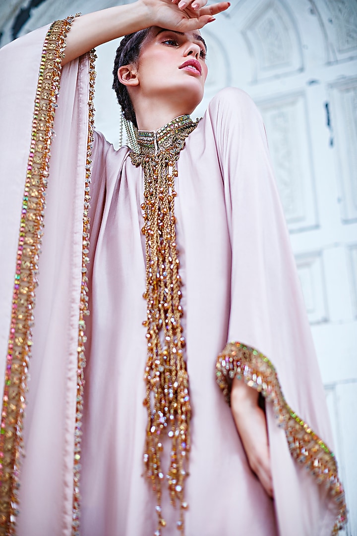 Pastel pink With Hand Twisted Wire Tassels by Mala and Kinnary at Pernia's Pop Up Shop