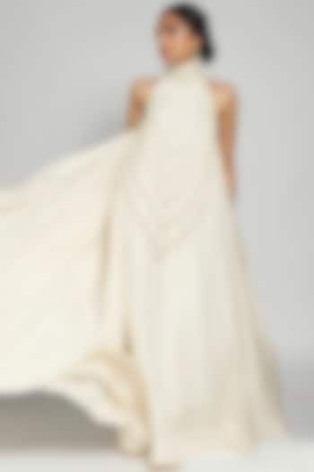 White Embroidered Gown by Mala and Kinnary
