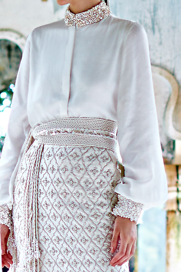 Ivory Shirt With MOP by Mala and Kinnary at Pernia's Pop Up Shop