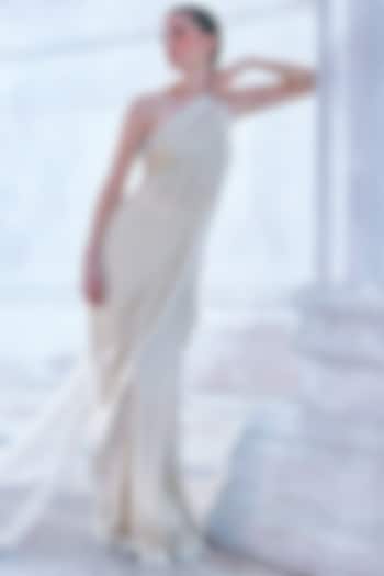 White Bridal Saree With Handwork by Mala and Kinnary at Pernia's Pop Up Shop