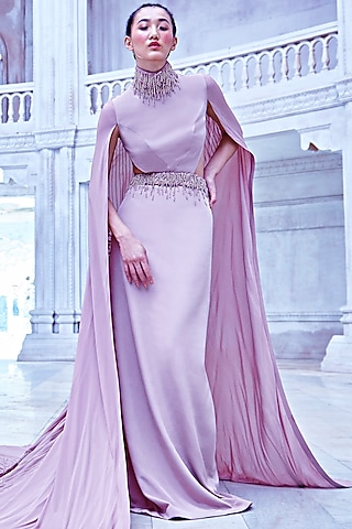 Blush Pink Gown With Handwork by Mala and Kinnary
