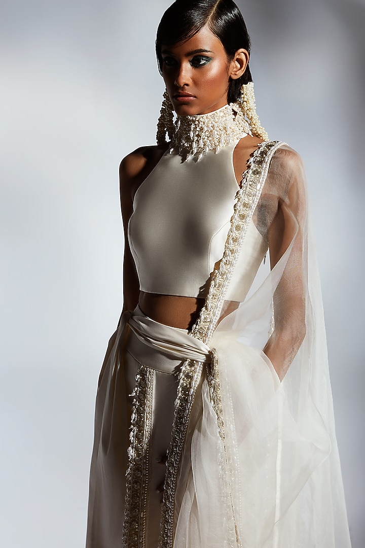 White Skirt Set With Handwork by Mala and Kinnary at Pernia's Pop Up Shop