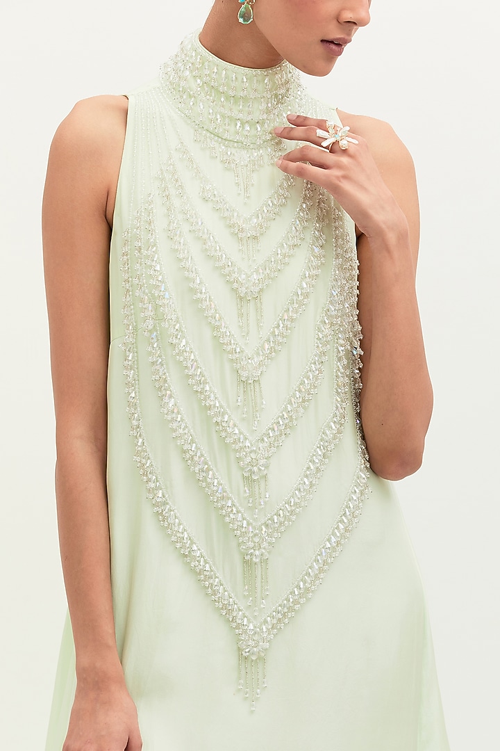 Mint Habutai Silk Embroidered Wedding Gown by Mala and Kinnary at Pernia's Pop Up Shop