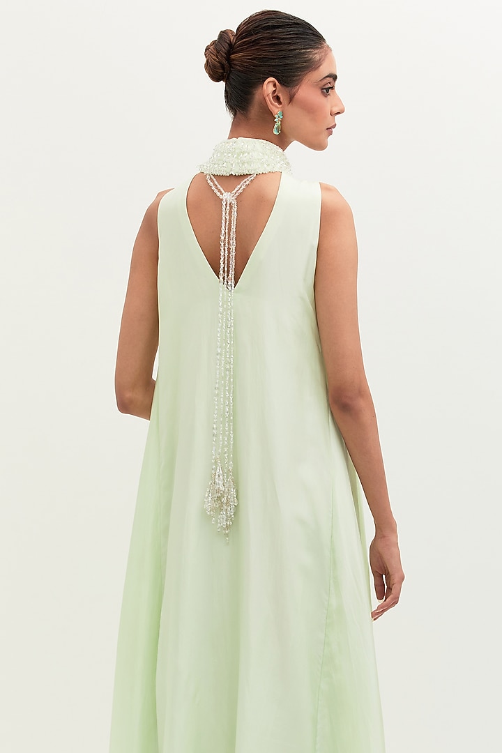 Mint Habutai Silk Embroidered Wedding Gown by Mala and Kinnary at Pernia's Pop Up Shop