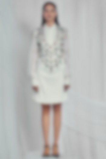 Ivory Embroidered Vacation Dress by Mala and Kinnary at Pernia's Pop Up Shop