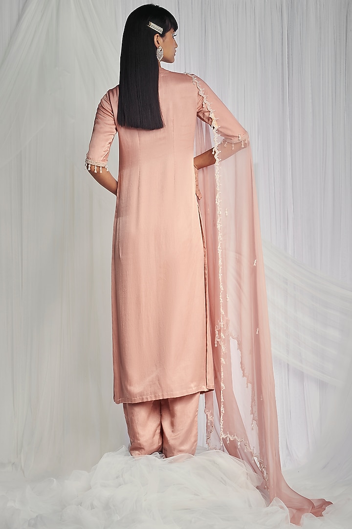 Rosedust Kurta Set With Pearls by Mala and Kinnary at Pernia's Pop Up Shop