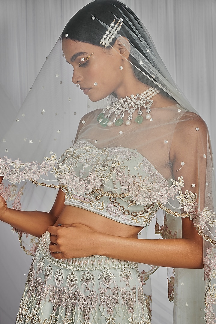 Royal Swan Embroidered Bridal Lehenga Set by Mala and Kinnary at Pernia's Pop Up Shop