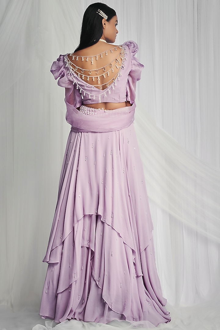Amethyst Embroidered Wedding Lehenga Set by Mala and Kinnary at Pernia's Pop Up Shop