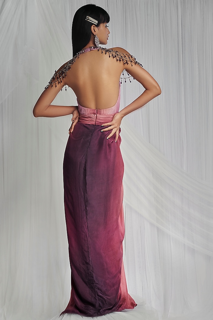 Dusk Pink Shaded Engagement Gown With Crystals Work by Mala and Kinnary at Pernia's Pop Up Shop