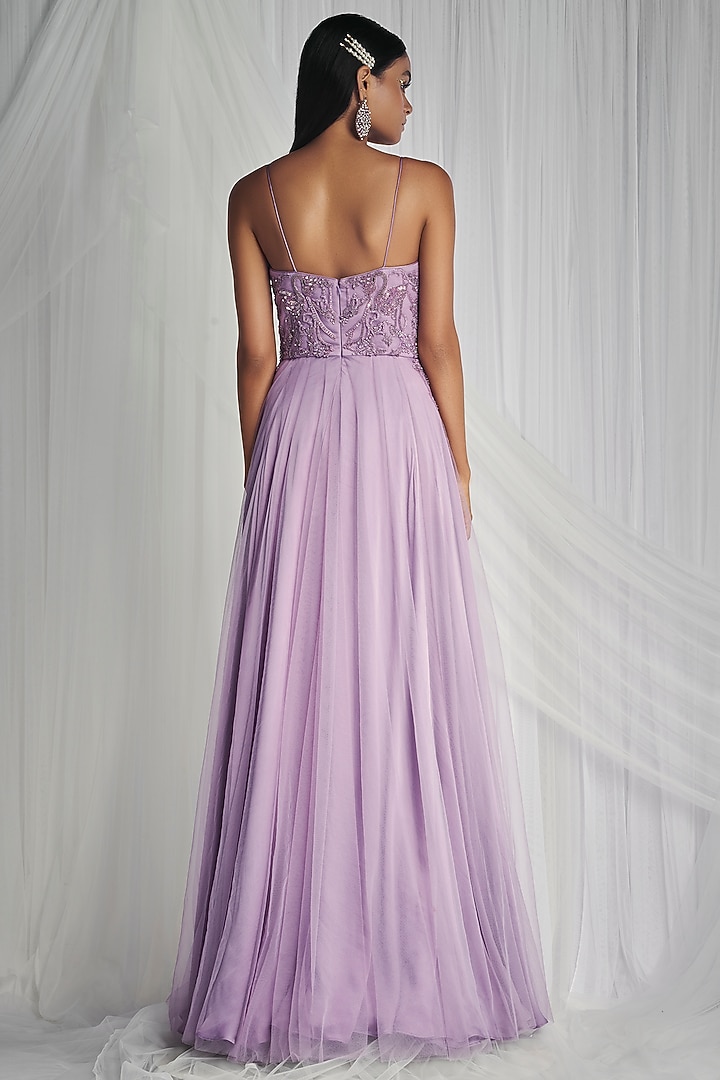 Amethyst Hand Embroidered A-Line Wedding Gown by Mala and Kinnary at Pernia's Pop Up Shop