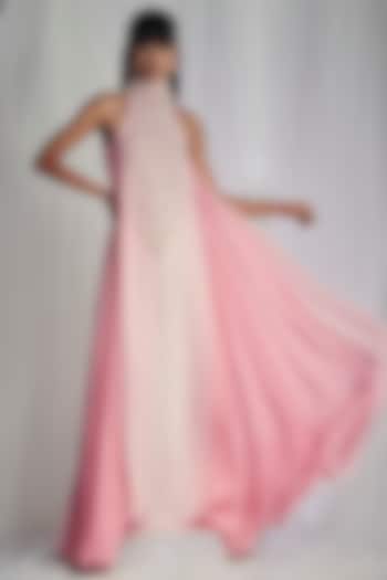 Rose Quartz Maxi Dress With Pearls by Mala and Kinnary