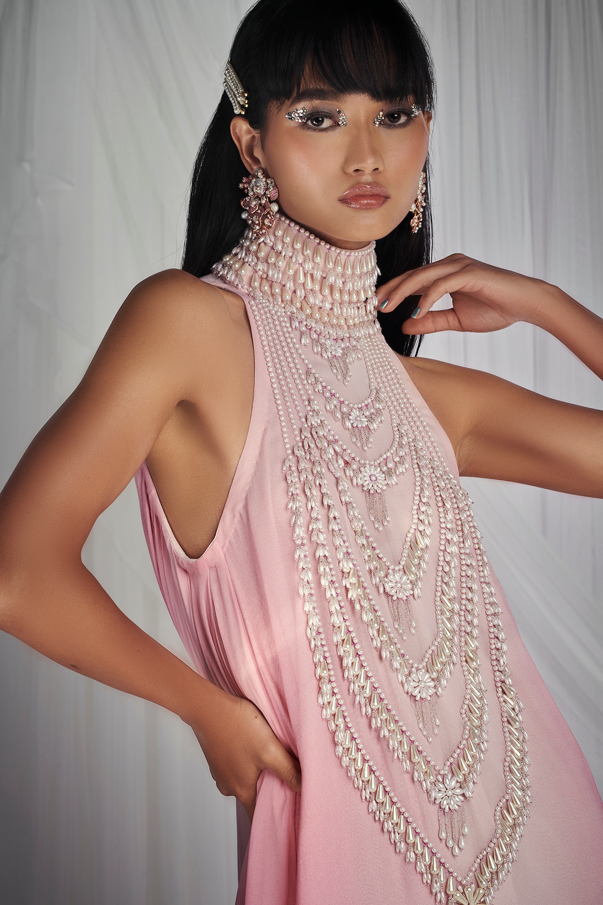 Rose Quartz Maxi Dress With Pearls by Mala and Kinnary at Pernia's Pop Up  Shop 2026