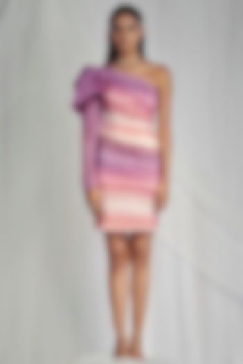 Blush Sky Printed One-Shoulder Dress by Mala and Kinnary