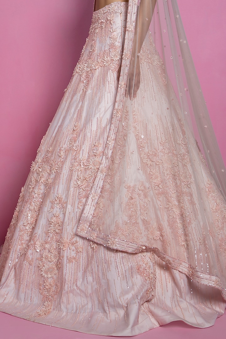 Powder Pink Embroidered Bridal Lehenga Set by Mala and Kinnary at Pernia's Pop Up Shop