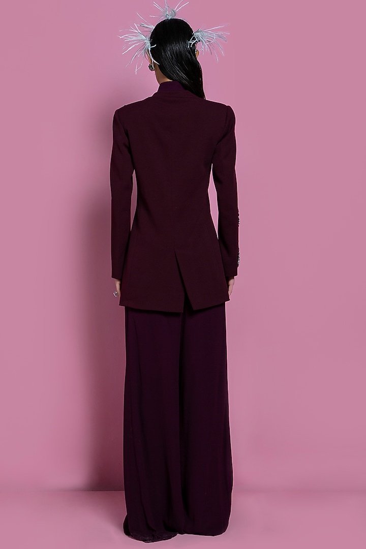 Wine Scuba Georgette Blazer Set by Mala and Kinnary at Pernia's Pop Up Shop