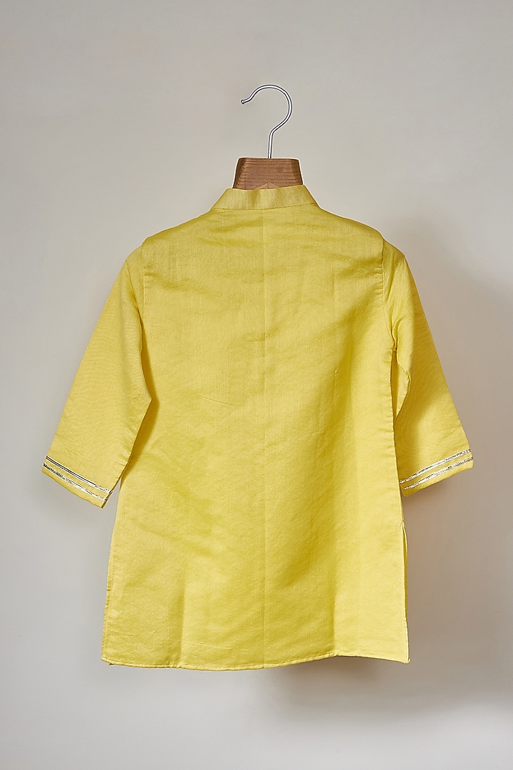 Haldi Yellow Chanderi Gota Kurta Set For Boys by MAL The Stores at Pernia's Pop Up Shop
