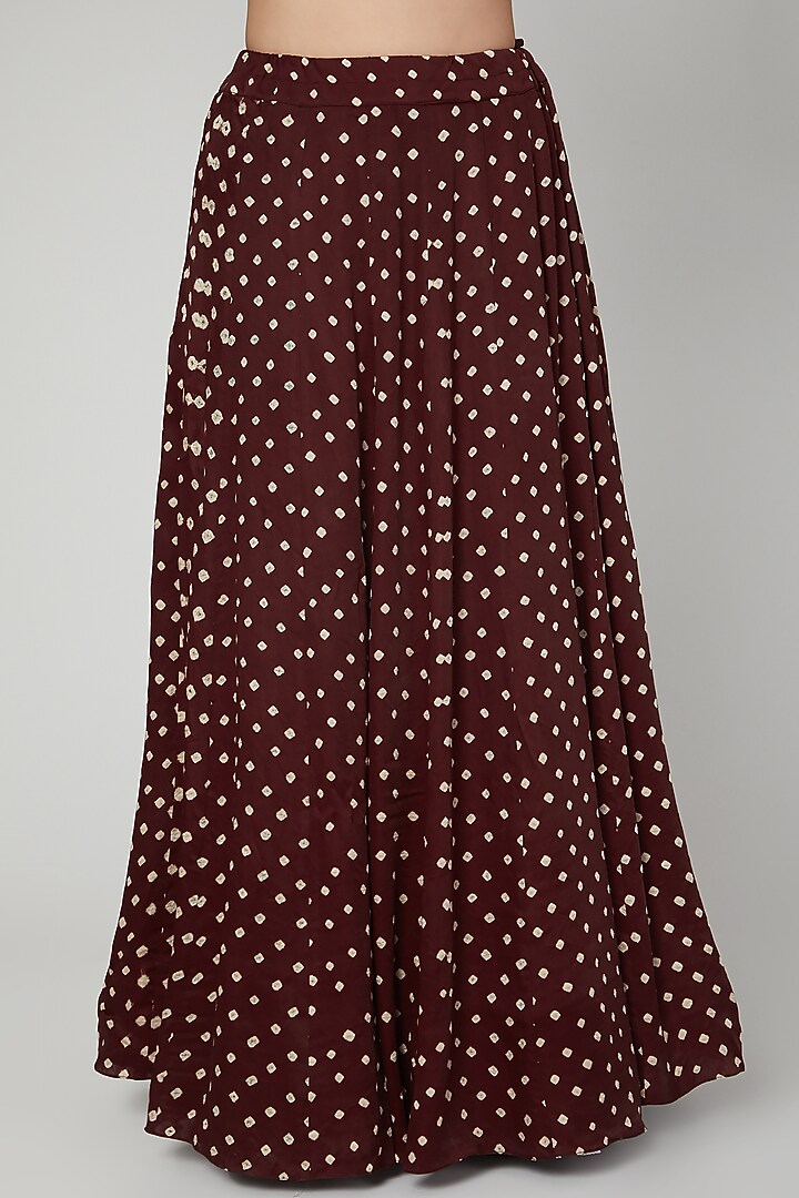 Maroon Bandhani Printed Wedding Lehenga Set by Manmeera at Pernia's Pop Up Shop