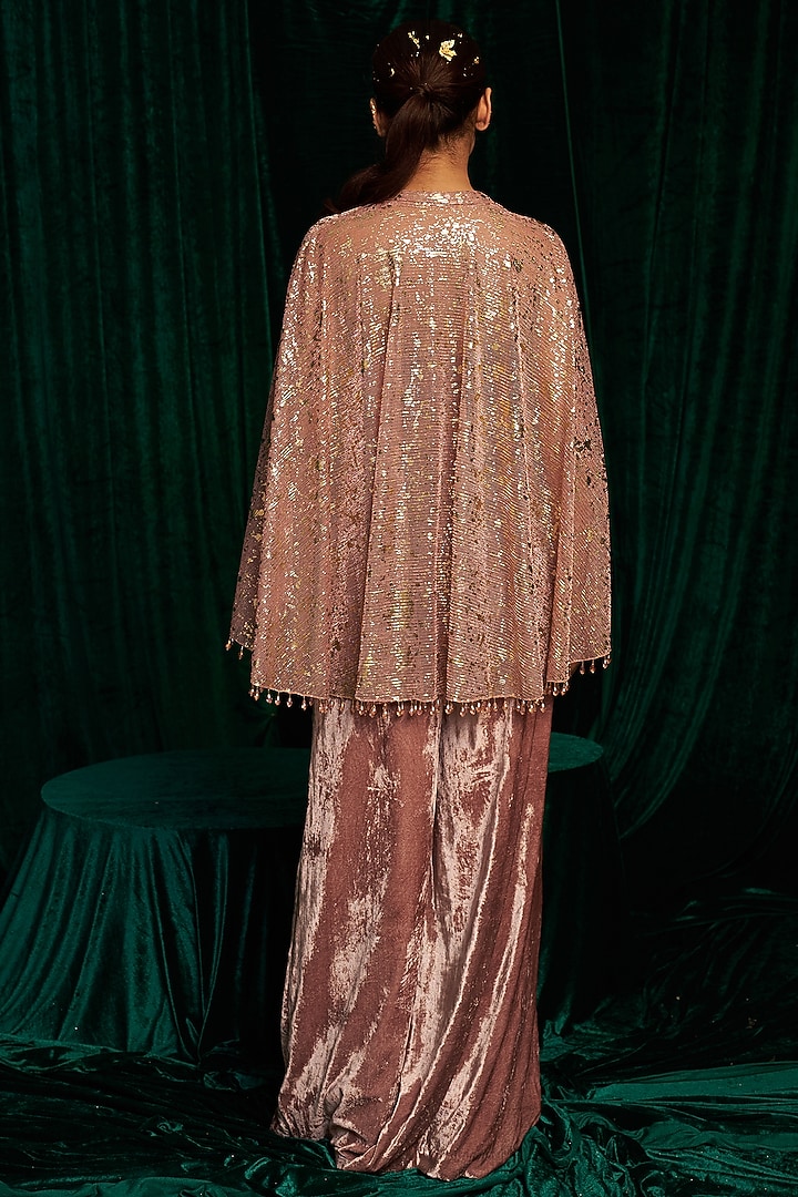 Pink Crinkle Foil Sequins Embroidered Jacket Set by MEHAK MAKHIJA at Pernia's Pop Up Shop