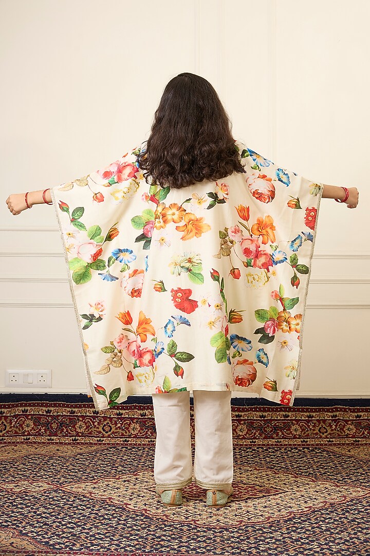 Multi-Colored Handwoven Chanderi Printed Kaftan Set For Girls by Mamma Plz at Pernia's Pop Up Shop